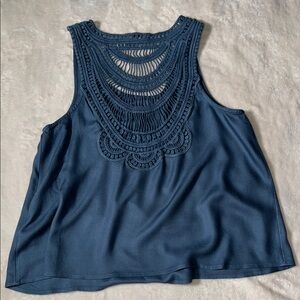 Roxy Women’s Blue Cropped Embellished Tank Top SZ M